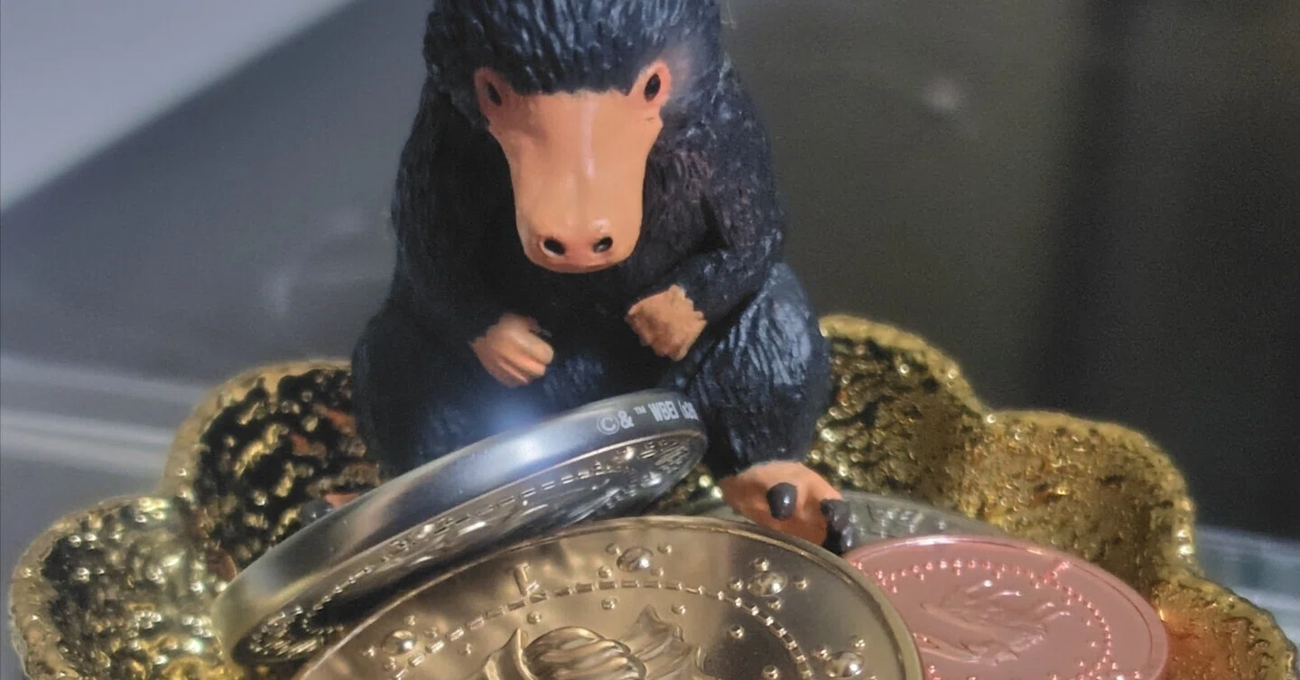 ニフラーとグリンゴッツのコインを飾る小さな魔法の空間｜カリとコリー