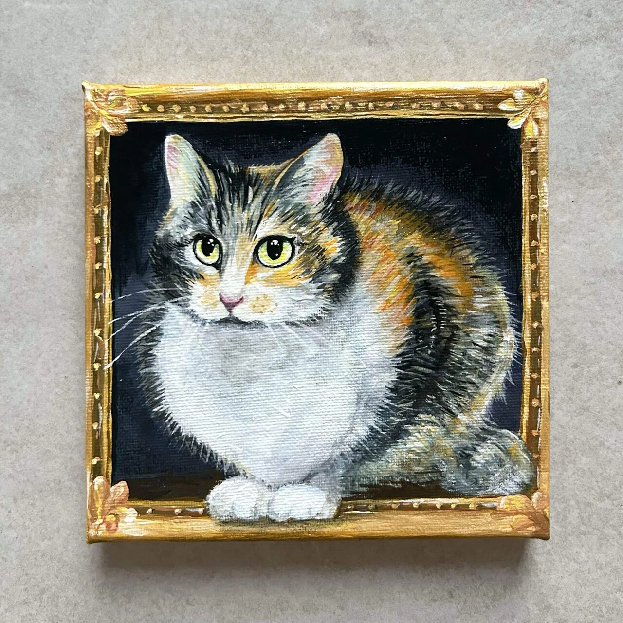 アクリル絵の具で愛猫かいてみたら思ってたんとなんかちがう。けどまあ