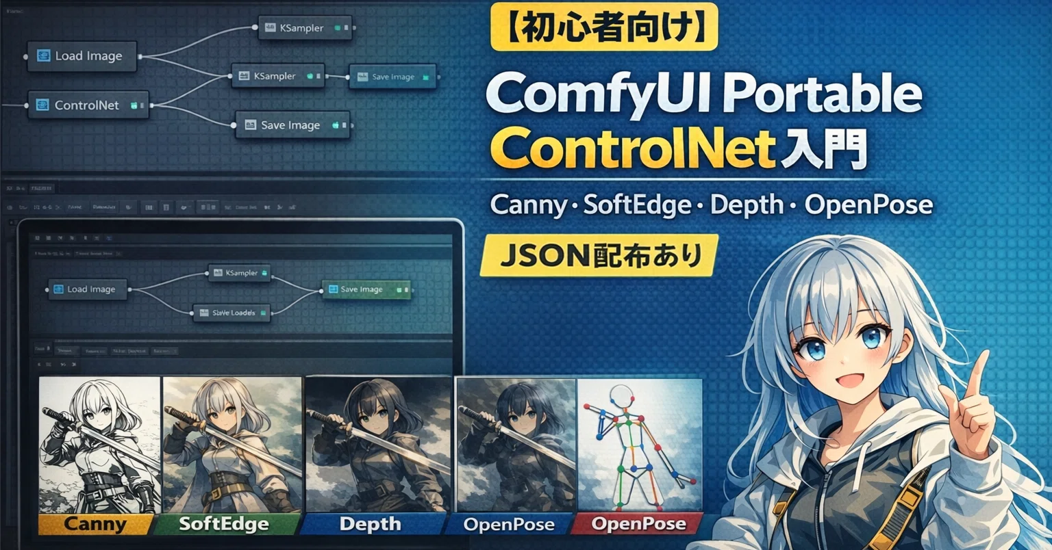 【入手困難】リーンコントロール 初心者向け】ComfyUI Portable ControlNet入門（Canny・SoftEdge