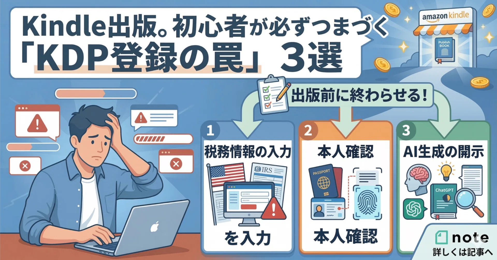 KDP登録で初心者が必ずと言っていいほど止まる「3つの関門」｜Naito