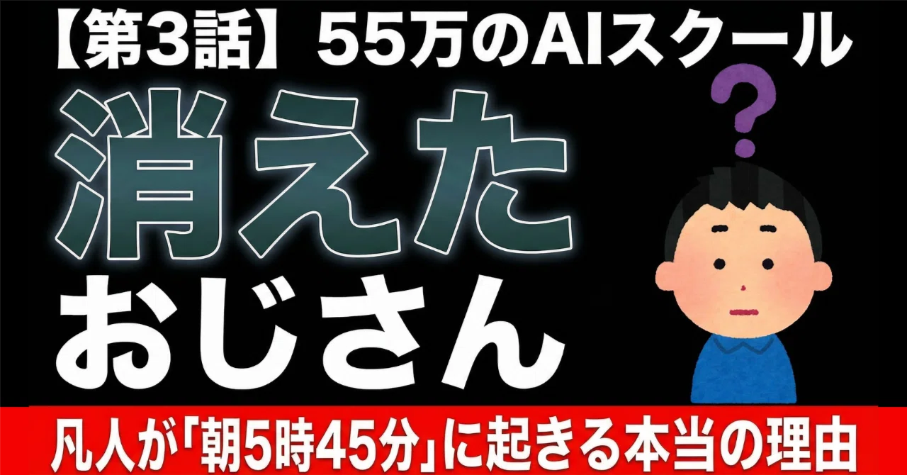 第3話】55万のAIスクールで「消えたおじさん」。凡人が「朝5時45分」に 