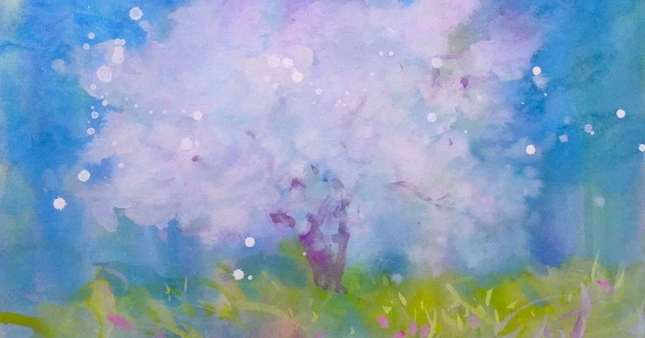 わたしの花見｜船本清司ガッシュ画