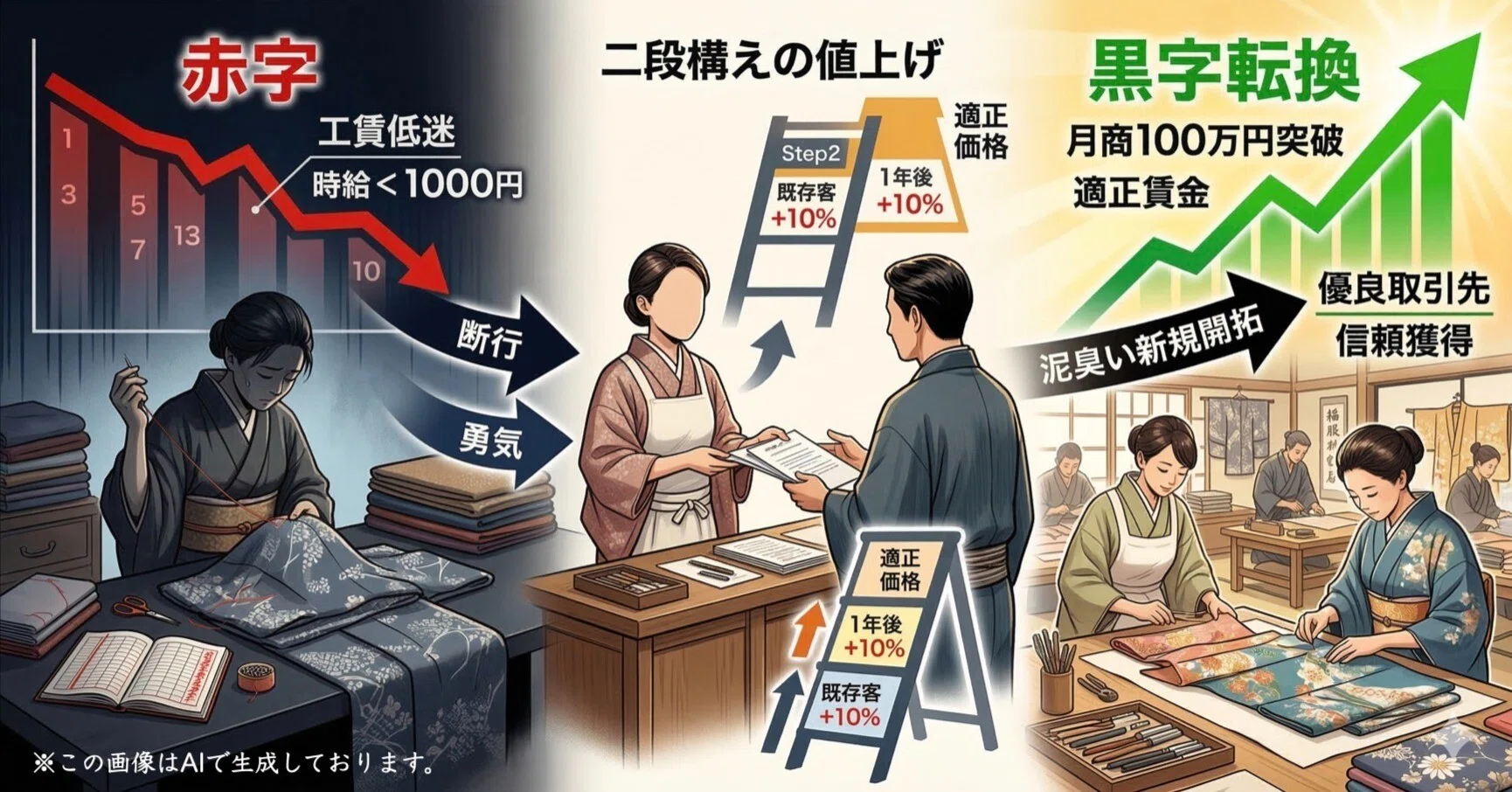 実録】赤字から黒字へ。私が断行した「二段構えの値上げ戦略」と