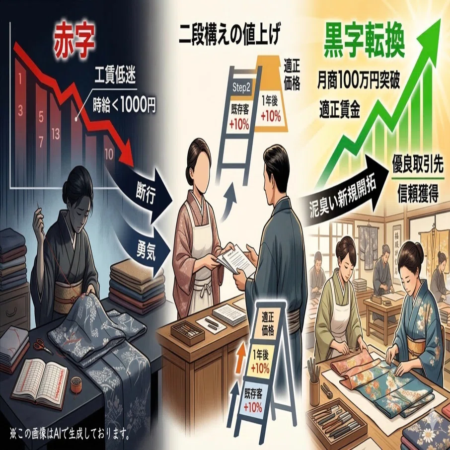 実録】赤字から黒字へ。私が断行した「二段構えの値上げ戦略」と