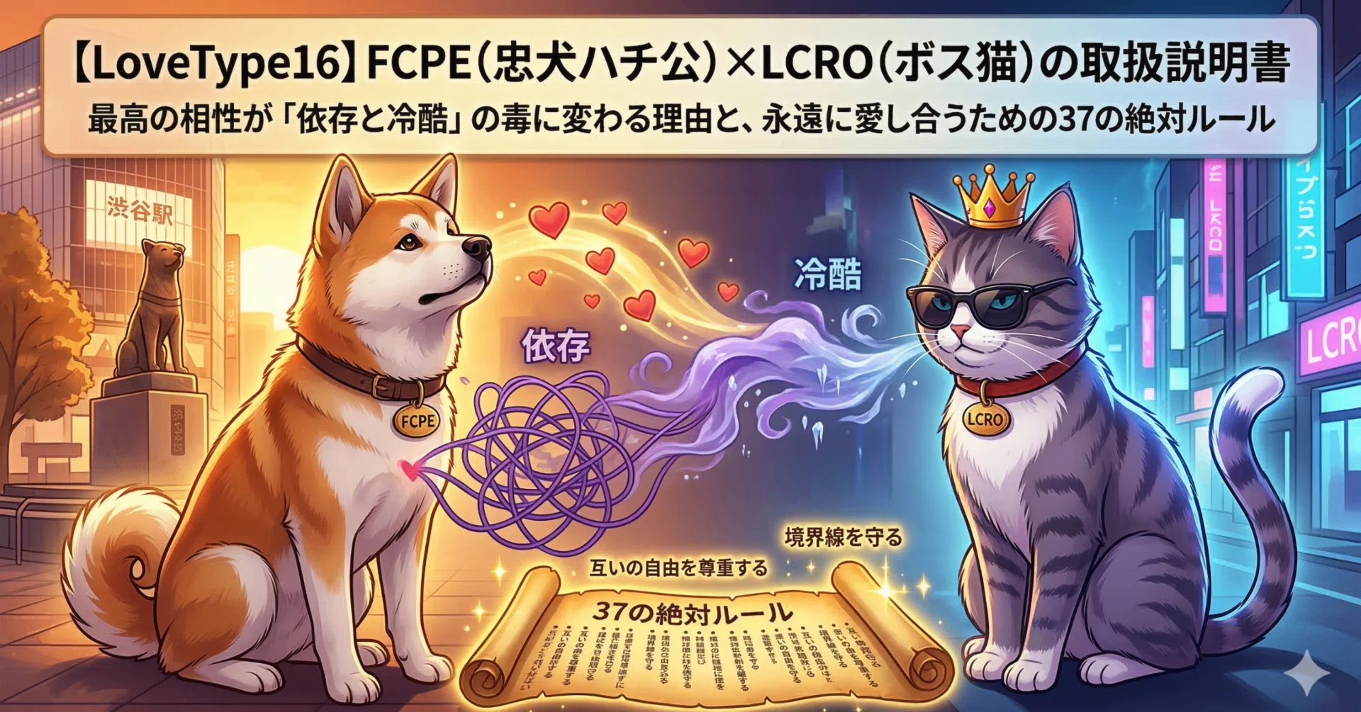 LoveType16】FCPE（忠犬ハチ公）×LCRO（ボス猫）の取扱説明書：最高の