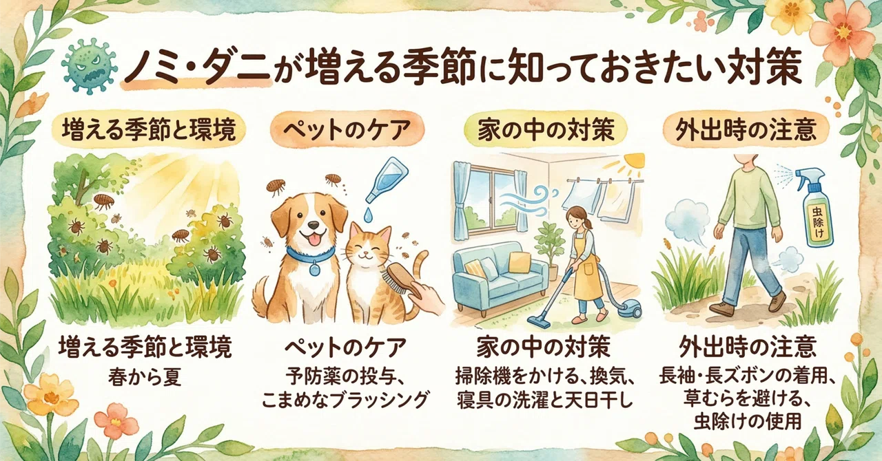 🦠 ノミ・ダニが増える季節に知っておきたい対策|ちづる|食で“整える”仕事術