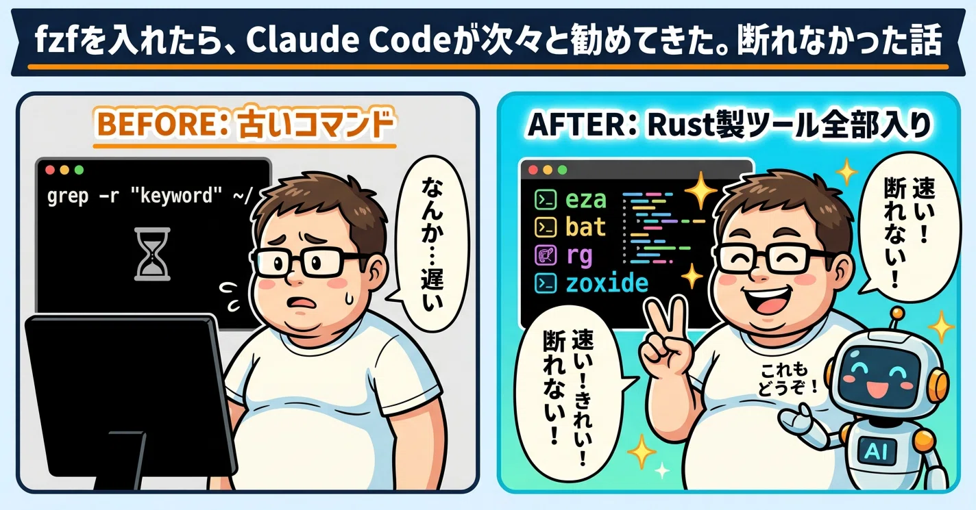 fzfを入れたら、Claude Codeがzoxide・bat・ripgrepまで勧めてきた