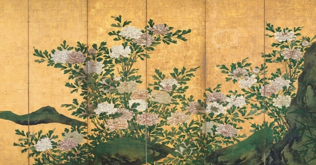妙心寺 重要文化財 日本画 屏風 10隻 狩野山楽 海北友松 圓山応挙 レプリカ 妙心寺展」出品作⑥ 海北友松《花卉図屏風》桃山時代 17世紀 妙心寺
