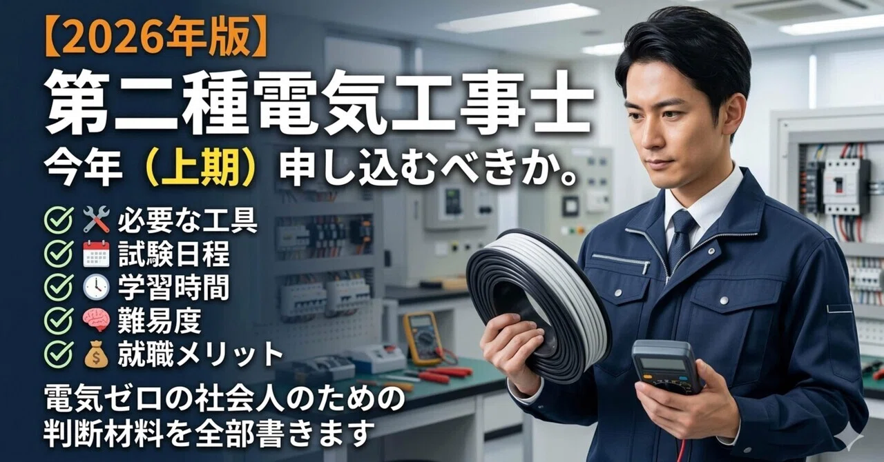 2026年版】第二種電気工事士、今年（上期）申し込むべきか。電気ゼロの