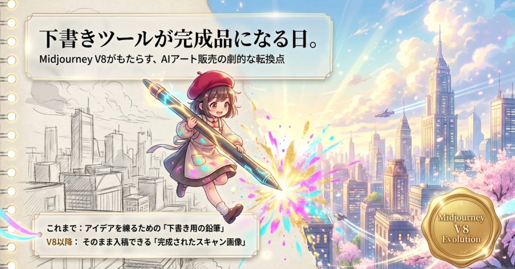 下書きツールが完成品になる日。Midjourney V8の3つの変化｜Hakushi