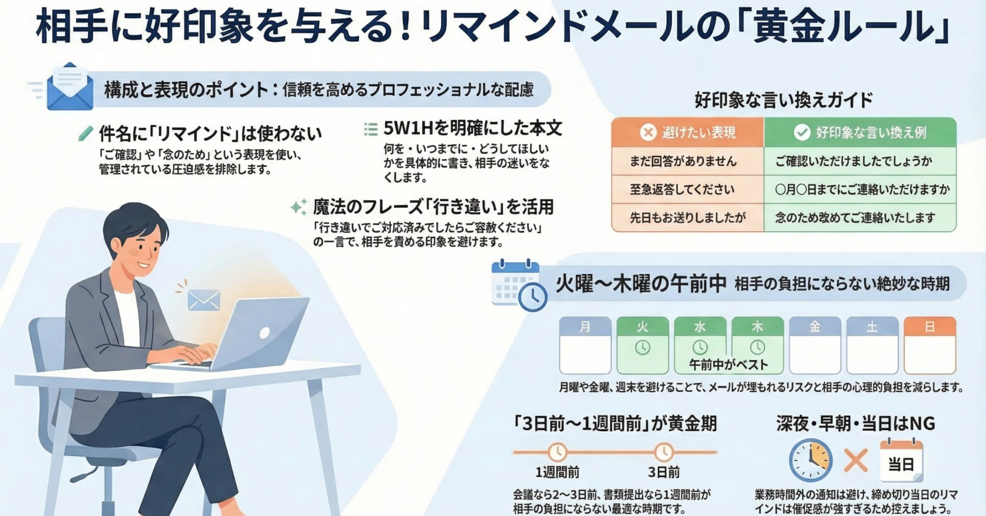 リマインドメールの送り方｜相手に好印象を残す書き方とタイミング 