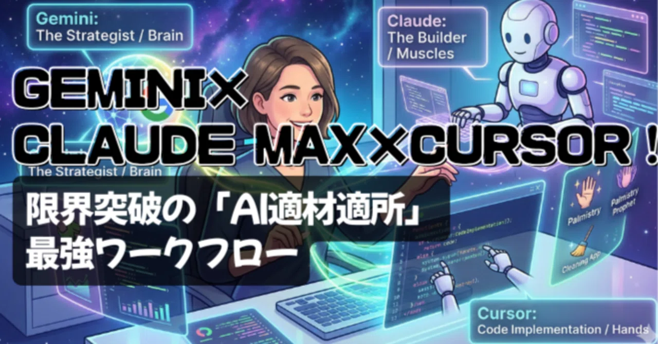 個人開発/Claude 】Gemini×Claude MAX×Cursor！限界突破の「AI適材適所