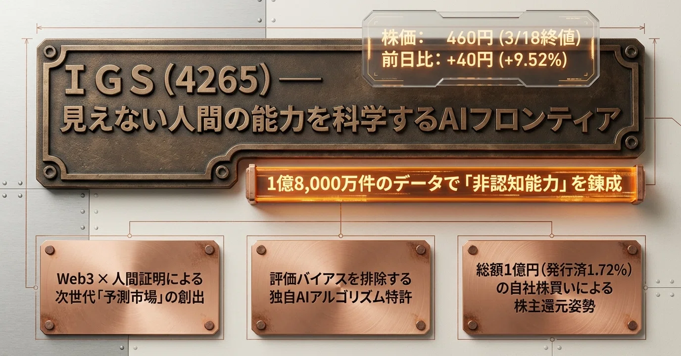 2026年3月18日 注目銘柄】IGS（4265）― 1.8億件のデータで「人間の