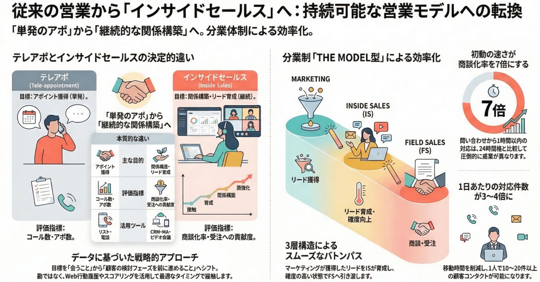 インサイドセールスの意味とは？テレアポとの違い・役割・導入方法を