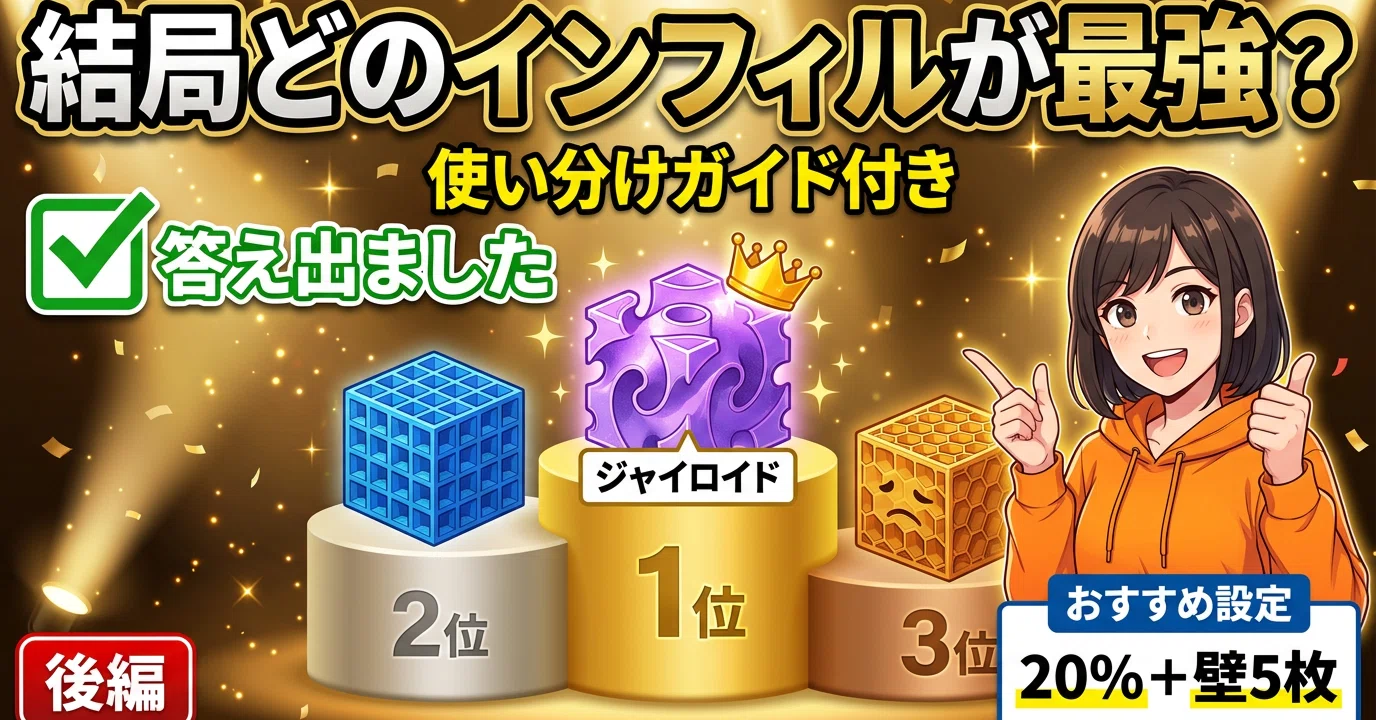後編】インフィルパターン本気比較！ジャイロイド vs グリッド vs