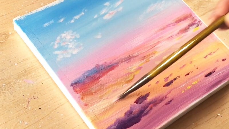 アクリル絵の具を使用した 夕焼けの空 の描き方 アクリル絵の具チュートリアル Junya Art Note
