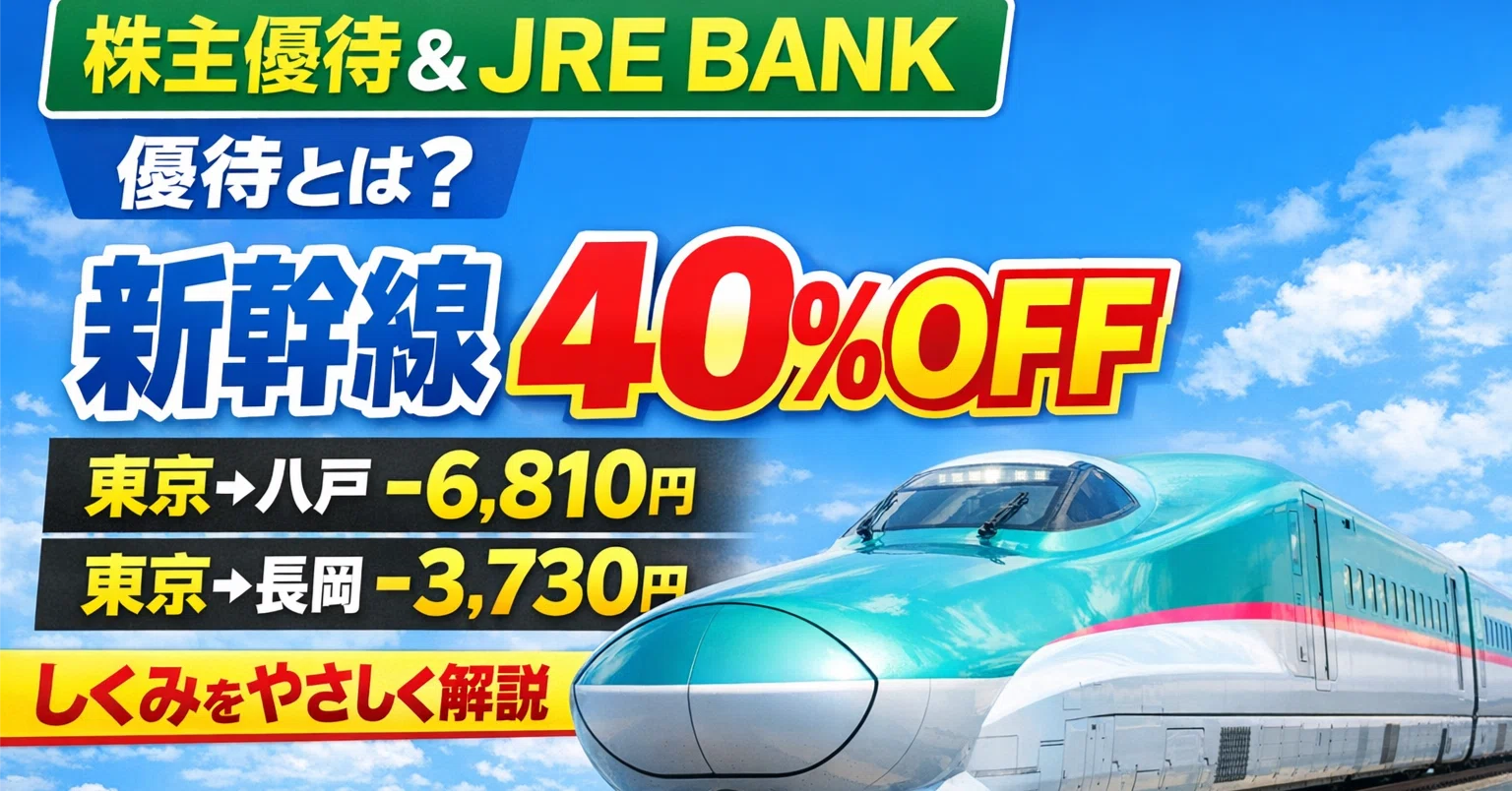 JR東日本の株主優待・JRE BANK優待とは？新幹線が40％OFFになるしくみ