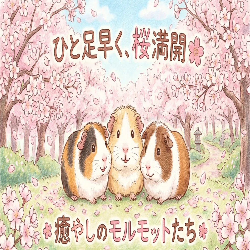 一足早い春の訪れ。我が家のモルモット、桜満開の世界へ！｜marousa