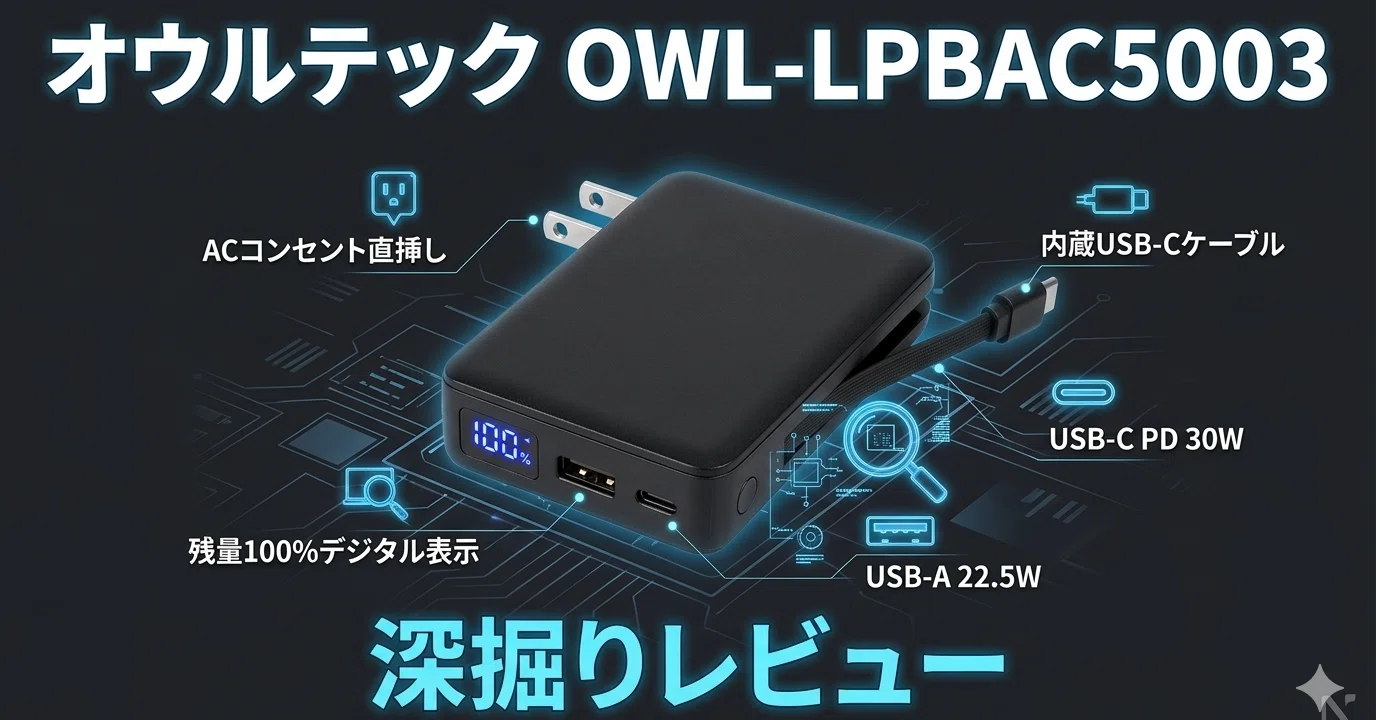 オウルテック OWL-LPBAC5003 深掘りレビュー｜「準固体電池×ACプラグ