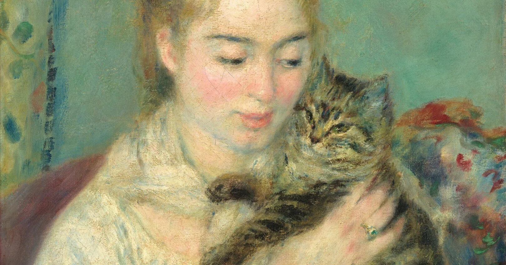 至高の癒やし。ルノワール『猫を抱く少女』。モフモフと乙女の黄金