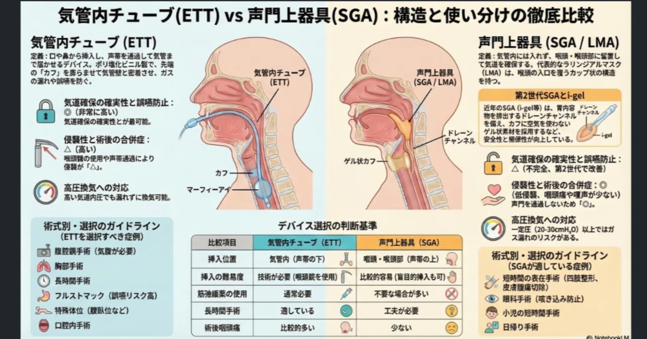 気管内チューブと声門上器具：仕組みと使い分けを徹底解説｜麻酔科M