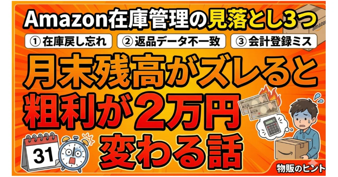 Amazon在庫管理の見落とし3つ｜月末残高がズレると粗利が2万円変わる話