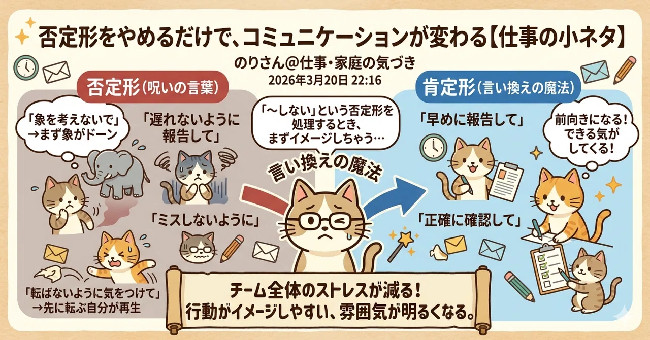否定形をやめるだけで、コミュニケーションが変わる【仕事の小ネタ⑰】|のりさん:仕事のコツ@これで仕事はうまくいく!
