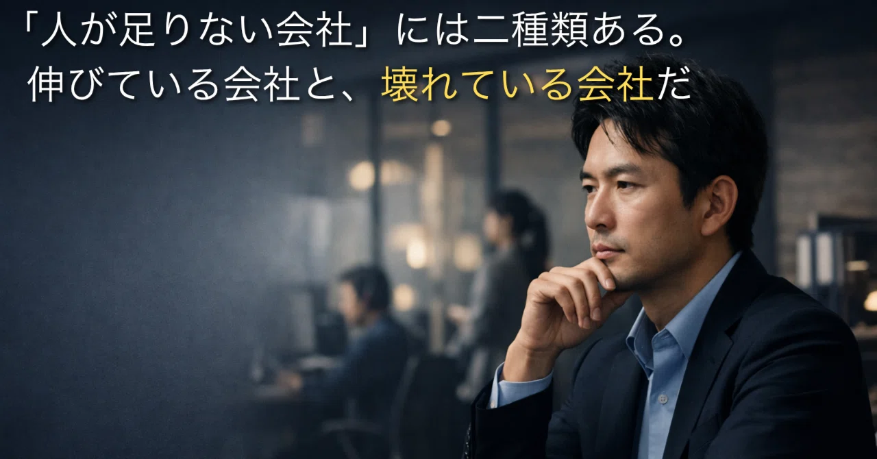 「人が足りない会社」には二種類ある。伸びている会社と、壊れている会社だ｜馬場 次郎｜エンジニア育成塾