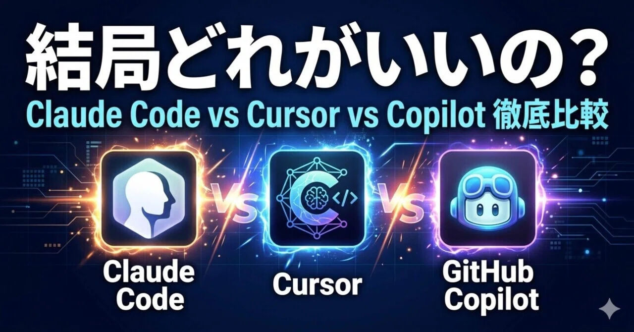 Claude Code vs Cursor vs GitHub Copilot｜実際に使った私が教える違いと使い分け完全ガイド｜yuta