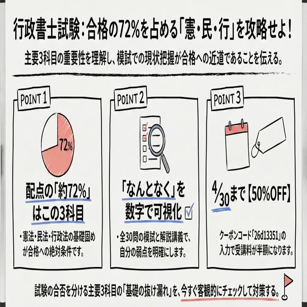 4/30まで50%OFF】伊藤塾の「憲民行基礎チェック模試」が今の自分に必要