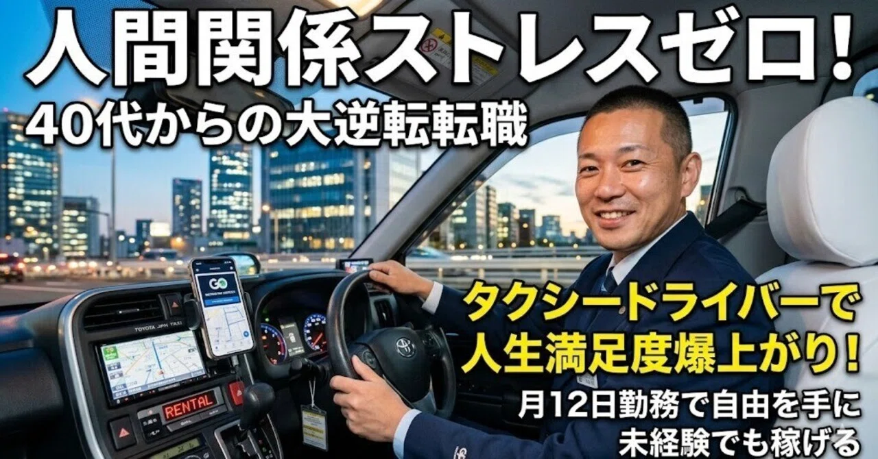 人間関係のストレスゼロ。40代から「タクシードライバー」に転職して 