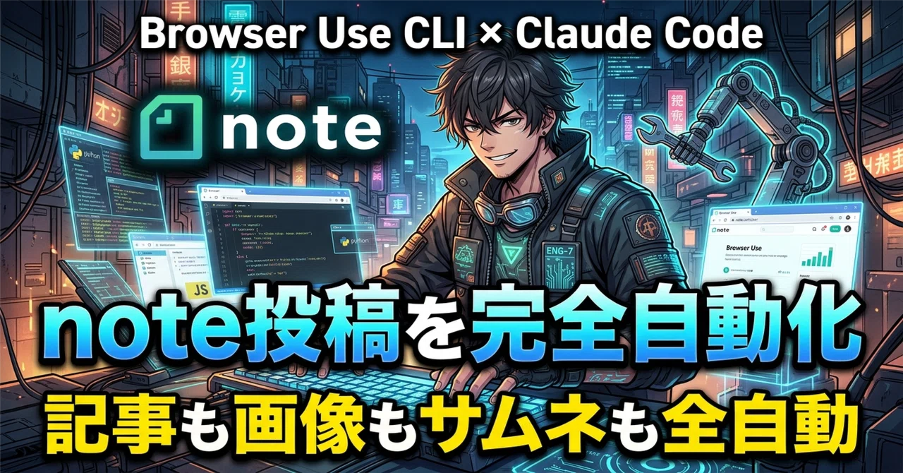 【実践】Browser Use CLI × Claude Codeで、note記事の生成から投稿までを完全自動化した話｜田嶋正吾