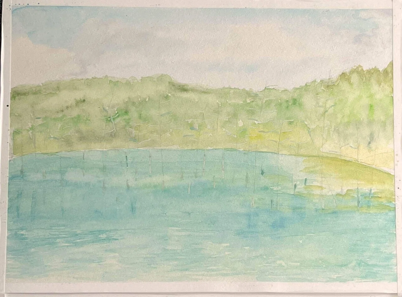 北海道 青の湖 水彩画｜ロクナミ