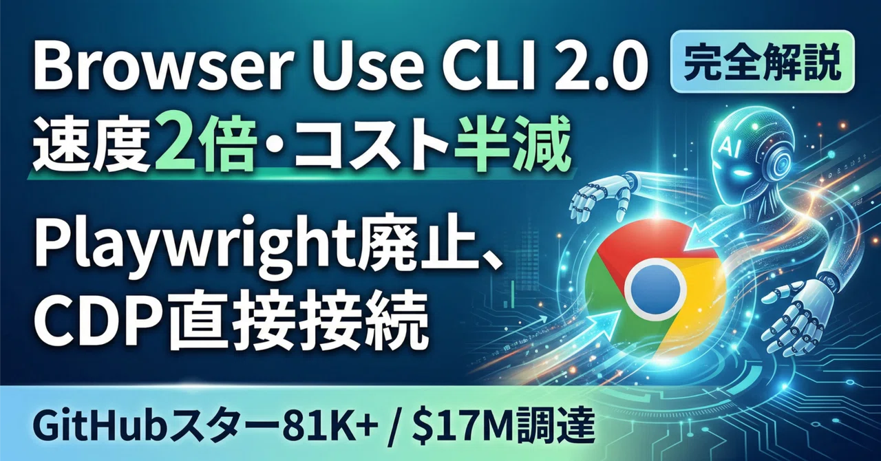 【完全解説】Browser Use CLI 2.0｜Playwrightを捨ててCDP直接接続、速度2倍・コスト半減のAIブラウザ自動化｜やす ...