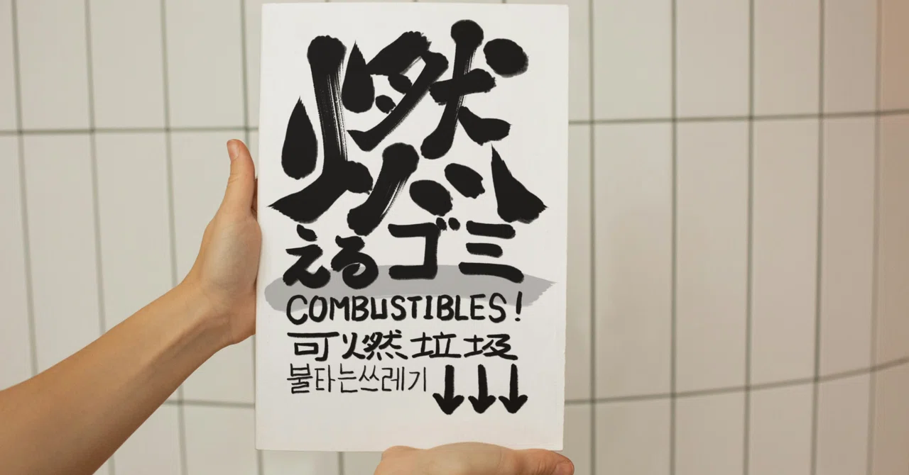 Sign Burnable Garbage Free Multilingual “Burnable Trash” Sign Download|ミリヨン 手書きデザイン工房