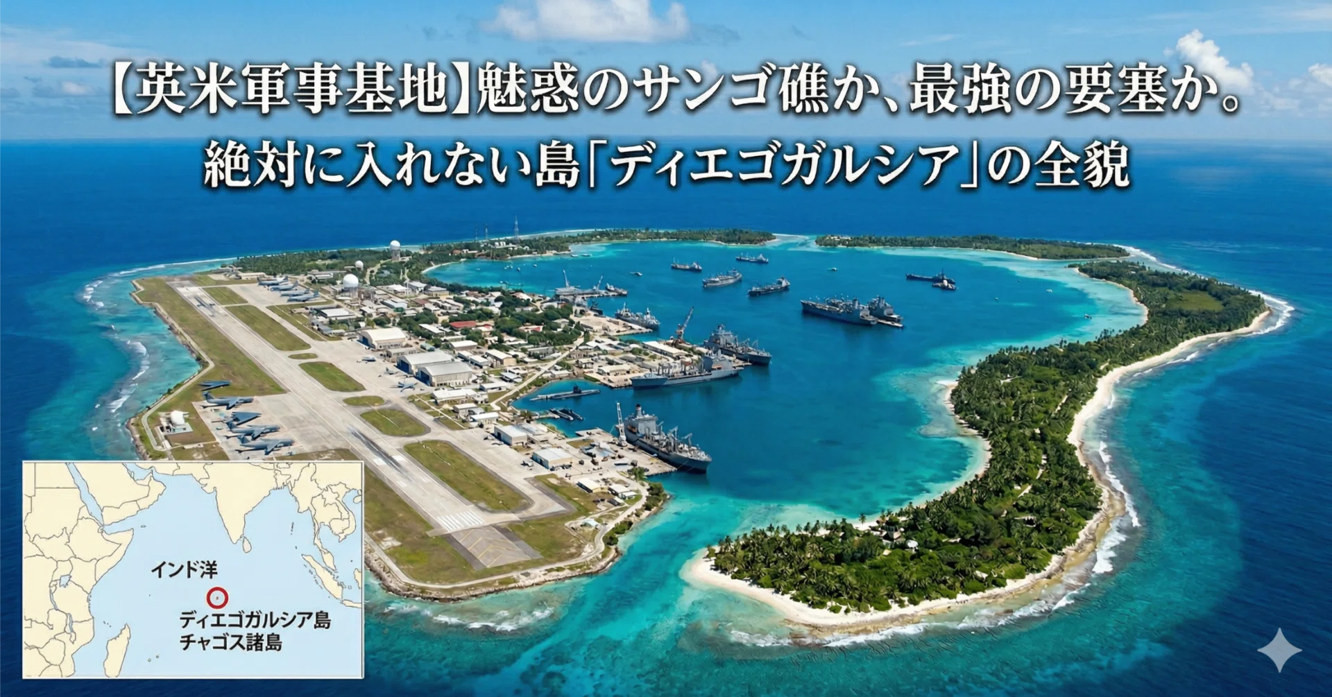 【激レア】ディエゴ・ガルシア米海軍支援施設司令部チャレンジ 英米軍事基地】魅惑のサンゴ礁か、最強の要塞か。絶対に入れない島
