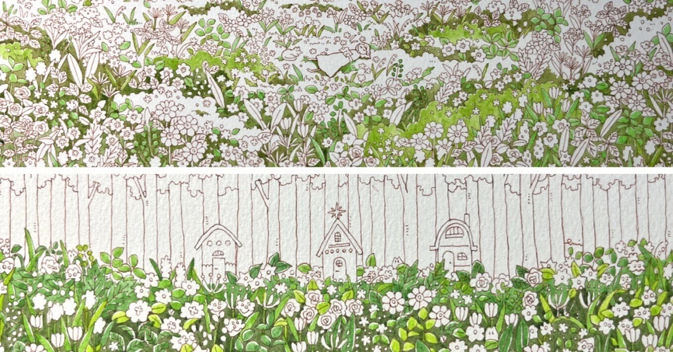花畑の絵メイキング×2作分｜はた みすず