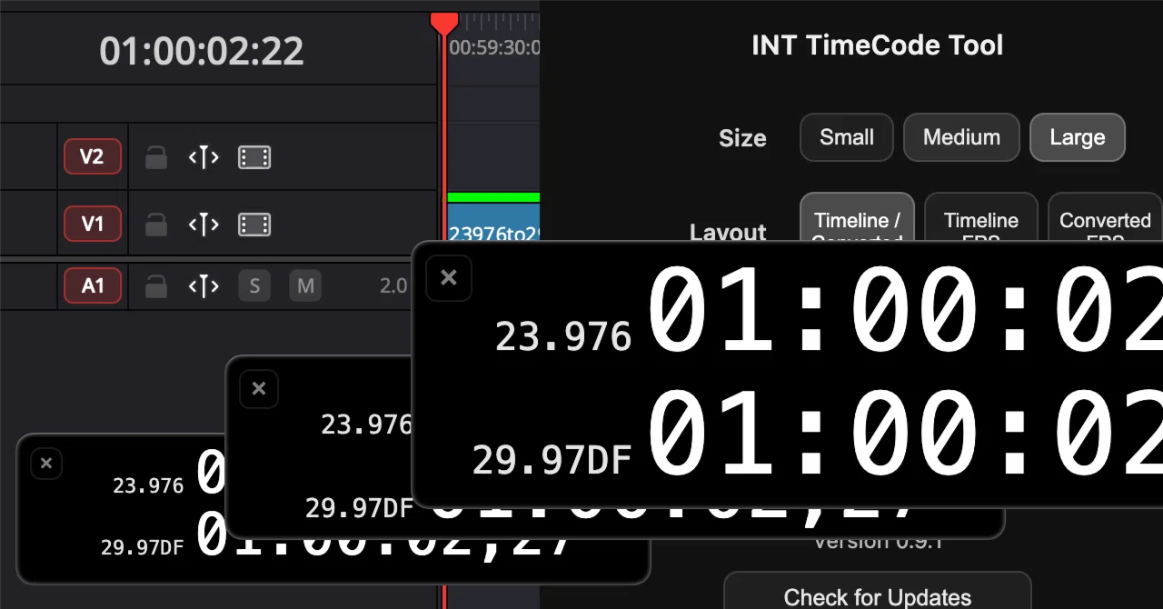 オプション追加分 INT TimeCode Tool】 1.0.1アップデート / Fusion Title（Beta）追加