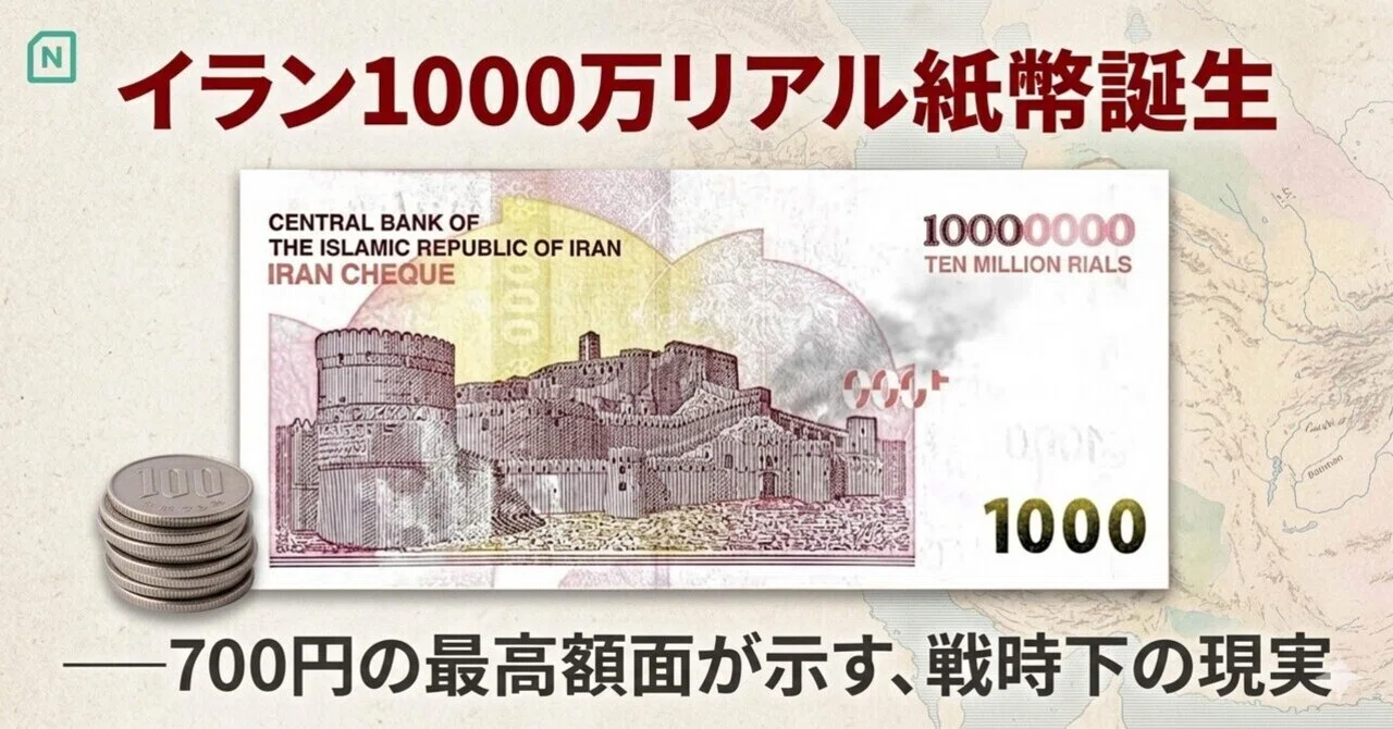 イラン1000万リアル紙幣誕生ーー700円の最高額面が示す、戦時下の現実