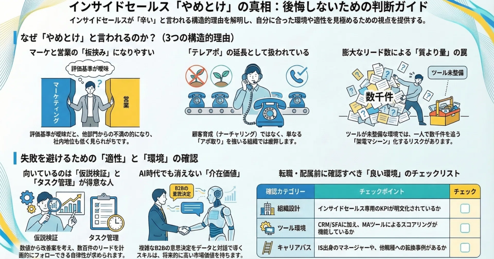 インサイドセールスはやめとけ?辛いと言われる本当の理由と向き インサイドセールスはやめとけ?辛いと言われる本当の理由と向き