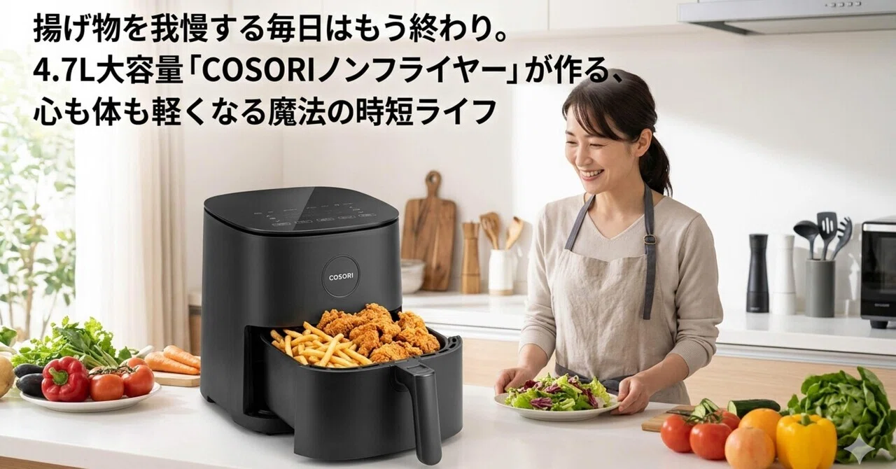 揚げ物を我慢する毎日はもう終わり。4.7L大容量「COSORIノンフライヤー