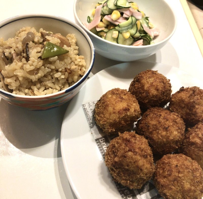 筑前煮の残りリメイク コロッケと炊き込みご飯 Kiri Note