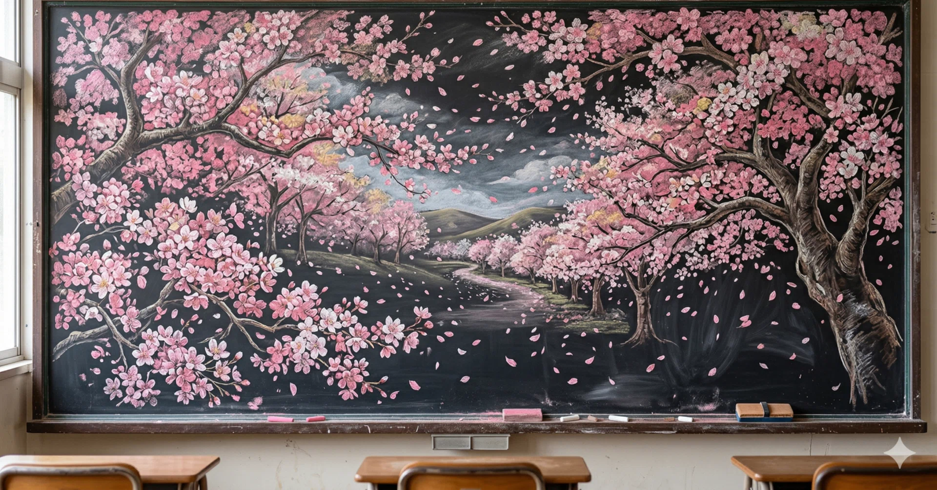 保存版】卒業式の黒板アート「桜」の描き方決定版！絵が苦手でも“星