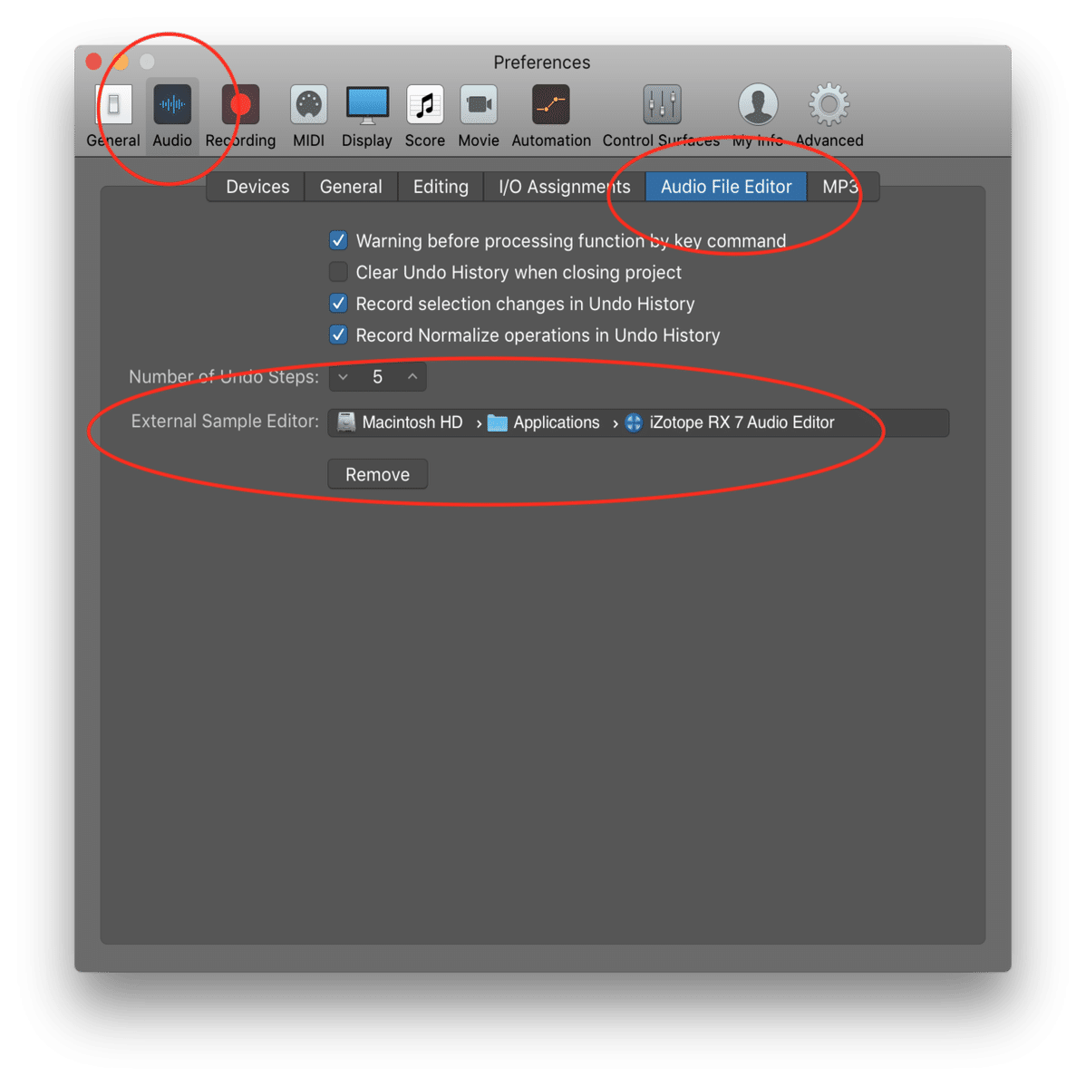 Logic Pro XでRXをサンプルエディターとして使う方法について