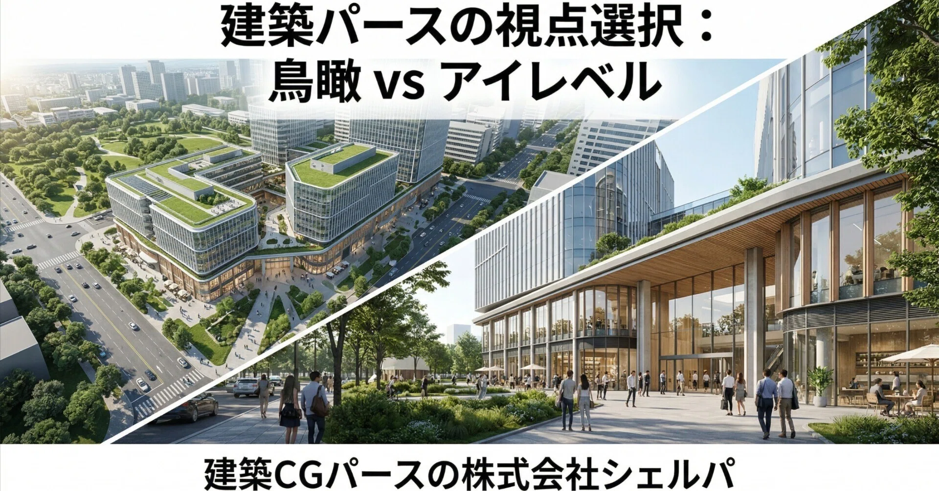 建築パースの視点選択：鳥瞰 vs アイレベル｜建築CGパース・AIパース