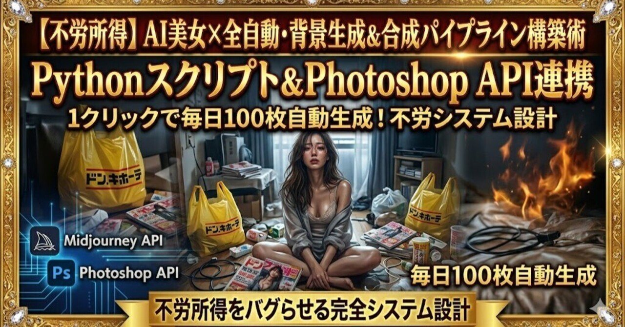 AI美女×『全自動・背景生成&合成パイプライン』構築術:PythonスクリプトとMidjourney/Photoshop APIを連携させ、1 ...