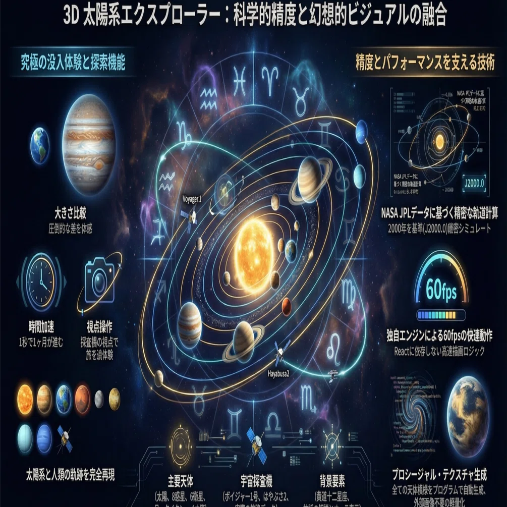 宇宙と、惑星、次元 169 コードが紡ぐ星々の詩：『3D Solar System Explorer』が拓く