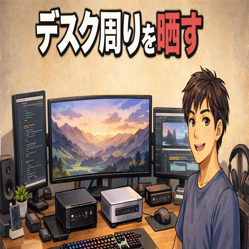 デスク周りを晒す～メインPC＋ミニPC2台の作業環境｜暮らしをハックする