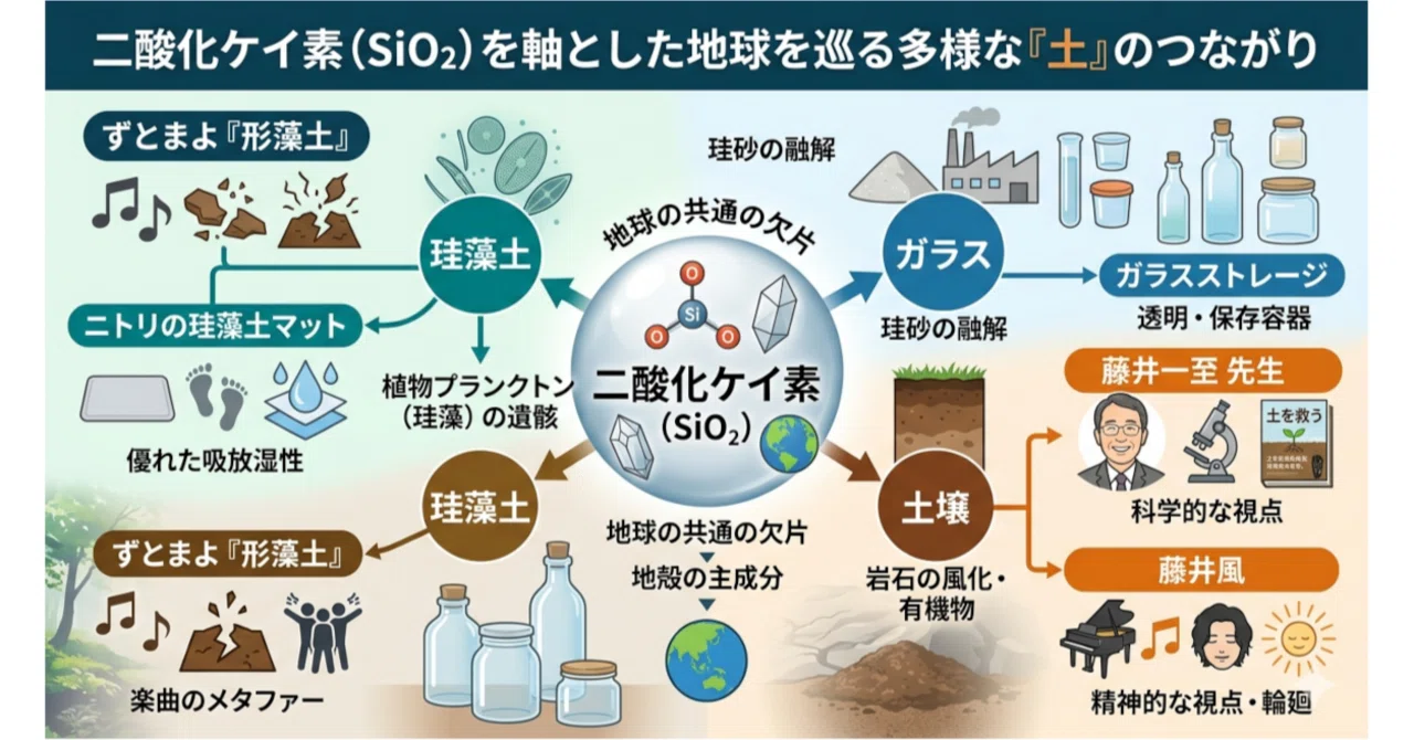 ずとまよ『形藻土』、二酸化ケイ素（SiO₂）を軸とした『土』のつながり