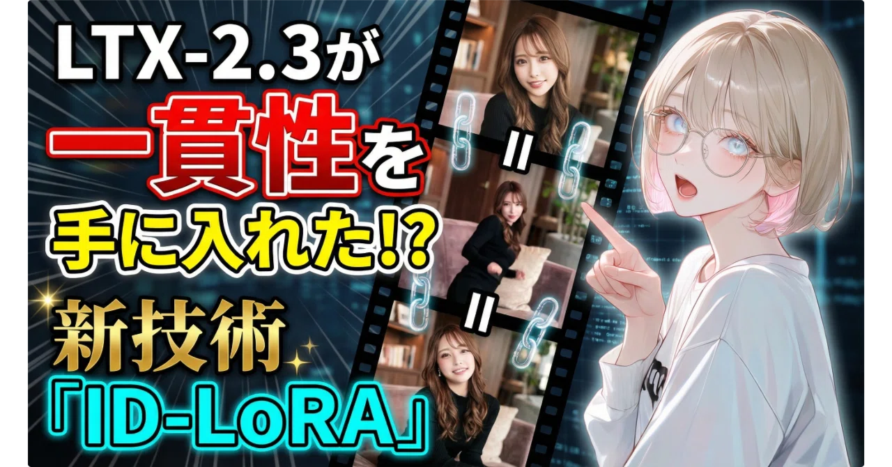 神技術】画像1枚と音声で「本人」を完全再現！LTX-2.3『ID-LoRA』で